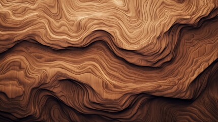 Fototapeta premium Abstract wavy wooden texture with a layered and flowing design in brown shades