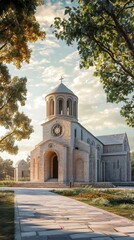Stone church in a tranquil setting