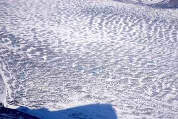 Close-Up Aerial View of Denali's Textured Glacier
