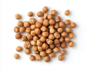 Close-up of Hazelnuts Isolated on a Clean White Background for a Fresh and Natural Visual Appeal.