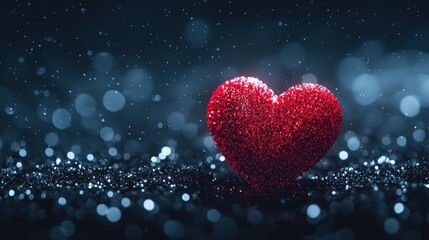 Obraz premium Sparkling red heart against a blurred bokeh background