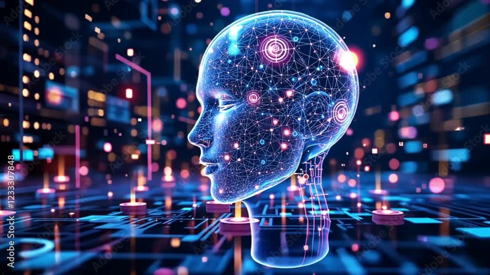 Aufkleber artificial intelligence and technology virtual web concept background