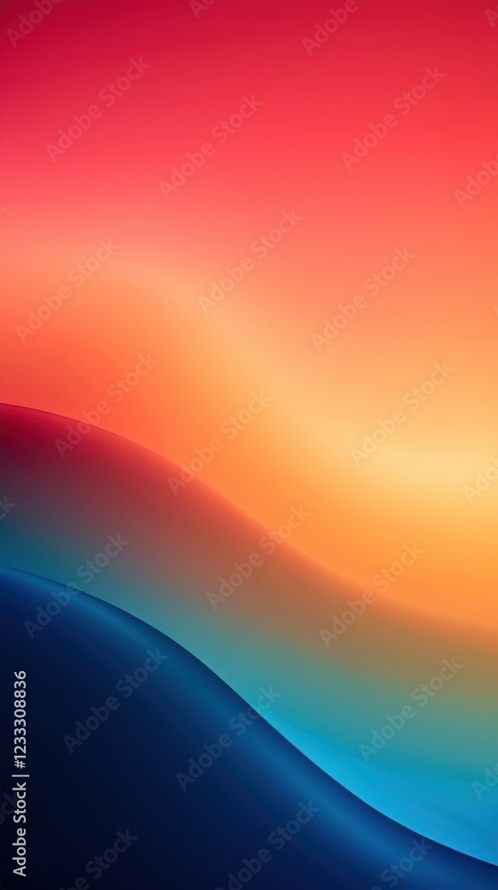 Poster energy of warm red to cool blue color change depicted in gradient wave pattern