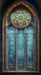 Obraz premium Ornate stained-glass window detail