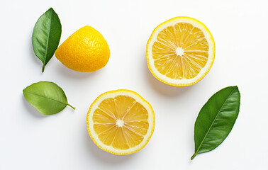 Lemon and a few green leaves