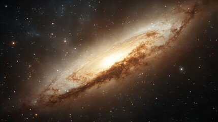 Fototapeta premium Stunning view of a spiral galaxy glowing brightly in the vastness of space, surrounded by stars