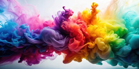 Abstract background of colorful smoke and ink mixing in water creating fluid shapes, smoke, ink, water, colorful, abstract