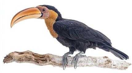 Fototapeta premium Knobbed hornbill (Rhyticeros cassidix) isolated on white background