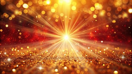 Obraz premium Golden light rays with sparkling red bokeh background, golden, light rays, sparkling, red, bokeh, background, abstract