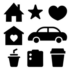 Simple black pictogram set for website design