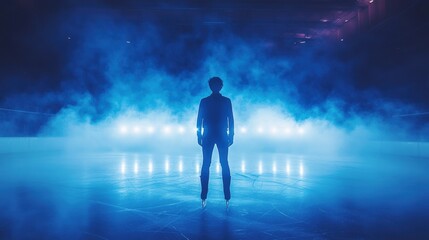 Beautiful female skating on ice surface.