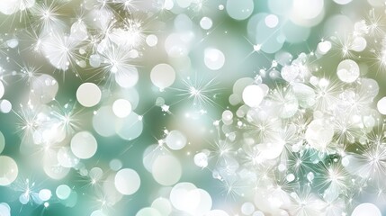 Shimmering Bokeh Lights in Soft Green and White Background