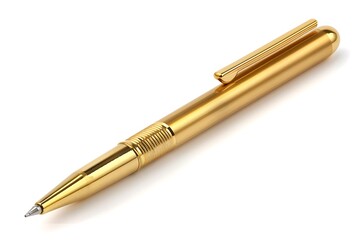 Golden pen isolated on white background