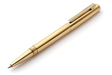 Golden pen isolated on white background