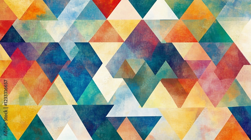Aufkleber abstract geometric triangle pattern with vibrant colors and textured appearance