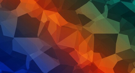 Obraz premium Abstract Low Poly Gradient: A dynamic blend of blue, orange, and green hues creates a captivating abstract low poly gradient.