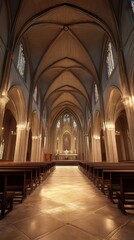 Fototapeta premium Grand church interior, serene and bright.