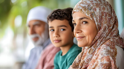 Fototapeta premium Muslim familysitting together, bonding during Ramadan.