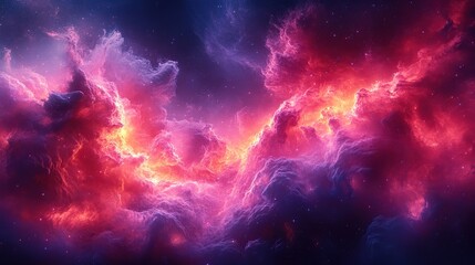 Cosmic Nebula, vibrant red and purple clouds, stellar background, digital art, space exploration