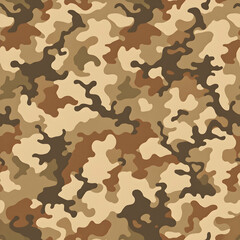 Fototapeta premium Seamless Camouflage Pattern Featuring Earth Tones in Shades of Brown and Beige for Versatile Design Applications