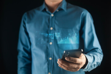 Business finance technology and investment trading trader investor. Stock Market Investments Funds and Digital Assets. businessman analyzing forex trading graph financial data