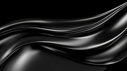 Fototapeta premium Abstract Black Draped Fabric Smooth Surface Design