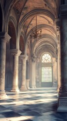 Obraz premium Sunlit hall with arched ceilings
