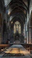 Fototapeta premium Sunlit Gothic church interior