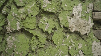 Cracked Green Wall Texture with Peeling Paint and Rough Surface