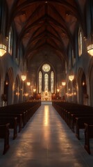Obraz premium Tranquil church interior bathed in light