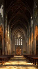 Fototapeta premium Sunlight streams into a grand cathedral.