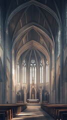 Fototapeta premium Sunlight streams into a grand cathedral.