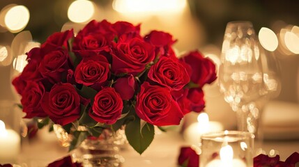 Obraz premium Soft Music and Rose-Themed Centerpiece