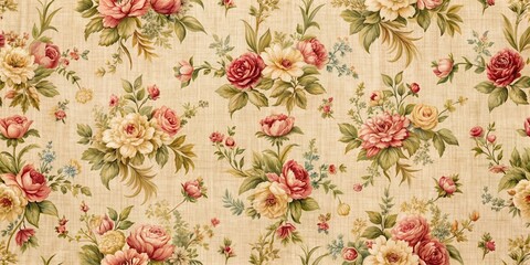 Vintage floral pattern on beige fabric background, floral, vintage, pattern, beige, fabric, background, retro, design