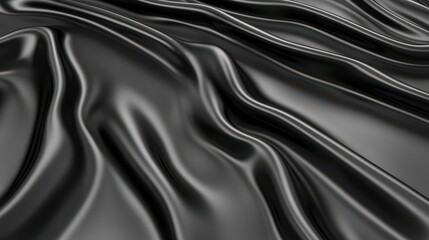 Fototapeta premium Smooth Black Fabric Texture with Elegant Soft Drapery in Motion