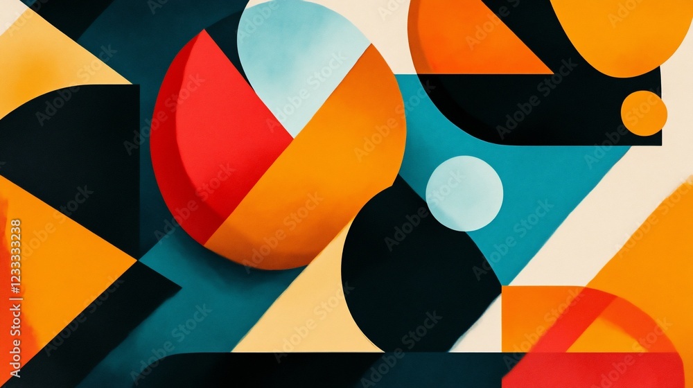 Poster abstract geometric shapes and colors creating a modern artistic background