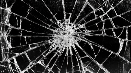 Obraz premium Broken glass on black background, showcasing intricate patterns and sharp edges. image evokes sense of fragility and danger, highlighting beauty in destruction