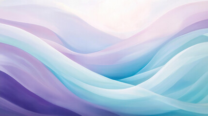 Obraz premium Serene Pastel Drapery: Soft, flowing fabric in gentle pastel shades of lavender, turquoise, and white creates a calming, dreamy atmosphere.