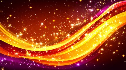 Obraz premium Golden Waves of Light and Sparkling Stars