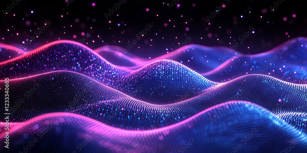 Poster abstract gradient waves connecting points in smart city design