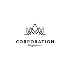 Fototapeta premium crown logo with line art design style