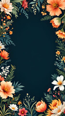Florals border frame copy space area