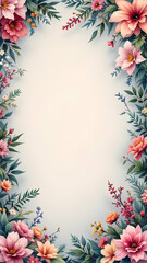 Fototapeta premium Florals border frame copy space area