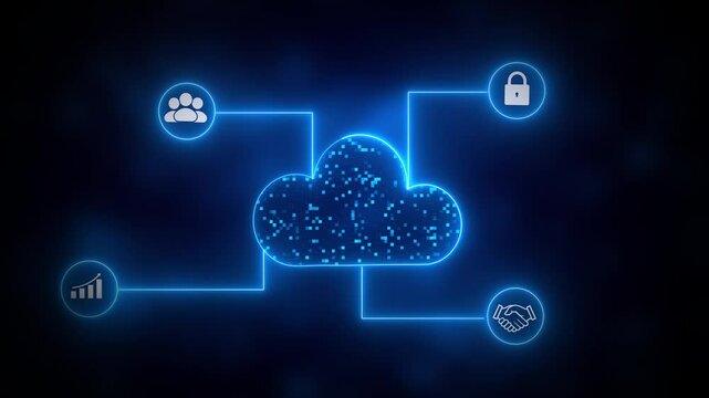 Cloud computing for data storage and transfer for safety, Cloud icon with data icon on the background