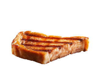 Indulge in a succulent grilled T-bone steak, expertly cooked to perfection, showcasing its juicy tenderness against a pristine white backdrop for a truly unforgettable culinary experience.