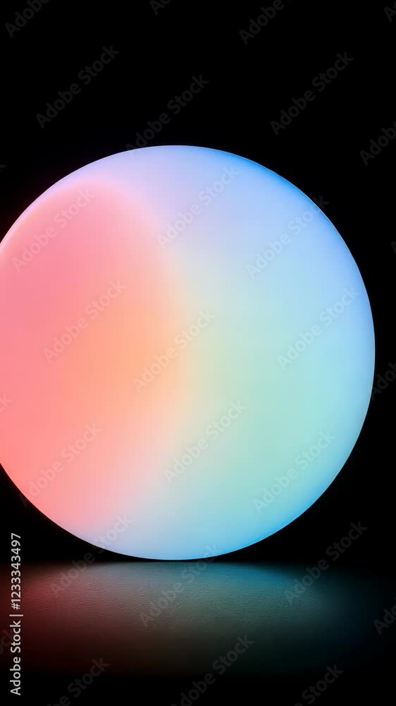 Poster colorful glowing orb illuminated with soft hues in a dark setting creating a tranquil ambiance