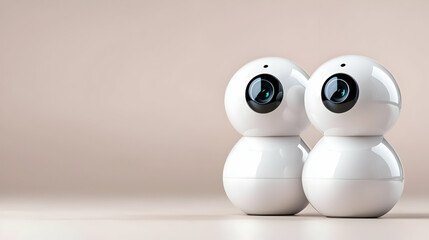 Obraz premium Two Smart Baby Monitors on Neutral Background