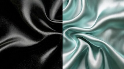 Obraz premium Elegant Silk Fabric Texture in Black and Soft Mint Green Colors
