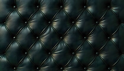 Obraz premium Dark Green Leather Upholstery Buttoned Texture