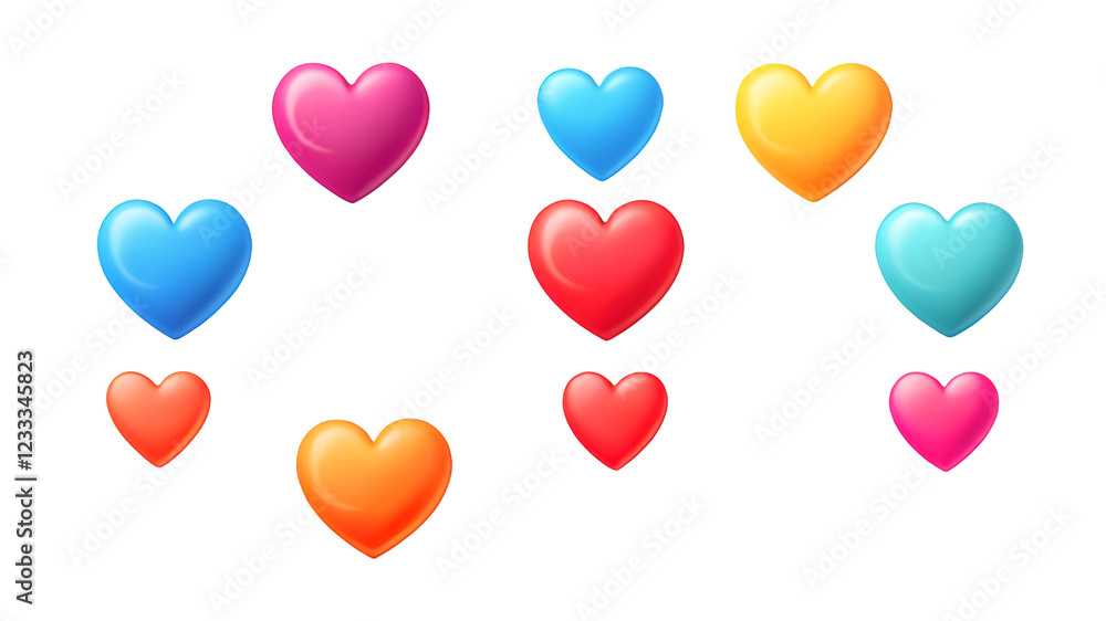Poster colorful heart with a dynamic blend of colors and artistic patterns isolated on a clean png backgrou
